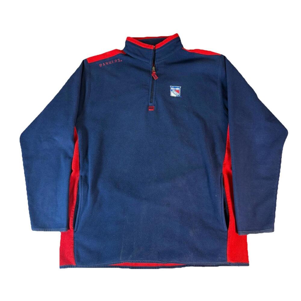 Vintage MNew York Rangers 1/4 Zip Fleece Pullover Majestic Jacket NHL Men’s L
